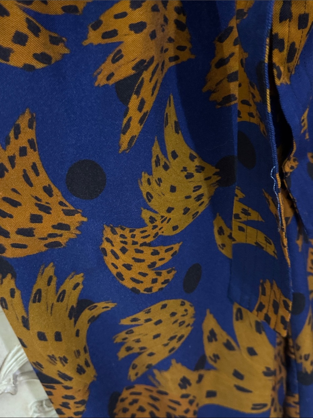 Farm Rio Banana Blue & Brown Printed Jumpsuit with Tie Waist Size Small - Picture 11 of 16